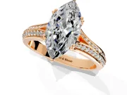 Solitaire Engagement Ring Setting for Marquise Center with Pave Rail Split Shank and Prong Head in Rose Gold