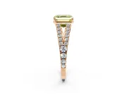 Solitaire Engagement Ring Setting for Fancy Yellow Asscher Cut Center with Pave Split Shank and Prong Head in Rose Gold