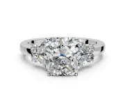 Solitaire Engagement Ring Setting for Radiant Cut Center with Marquise Flower Shoulders and Prong Head in Sterling Silver