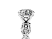Solitaire Engagement Ring Setting for Round Cut Center with Marquise Panel Band and Prong Head in Platinum