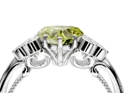 Cluster Engagement Ring Setting for Fancy Yellow Heart-Shaped Center with Bezel Accent Clusters and Prong Head in Platinum