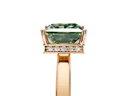 Hidden Halo Engagement Ring Setting for Fancy Green Princess Cut Center with Wide Flat Plain Band and Prong Head in Rose Gold