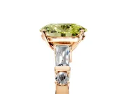 Bar-Set Engagement Ring Setting for Fancy Yellow Oval Center with Tapered Baguette Accents and Prong Head in Rose Gold