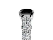 Solitaire Engagement Ring Setting for Fancy Black Cushion Cut Center with Pave Cathedral Shoulders and Prong Head in Sterling Silver