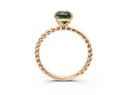 Solitaire Engagement Ring Setting for Fancy Green Radiant Cut Center with Plain Twisted Rope Band and Prong Head in Rose Gold