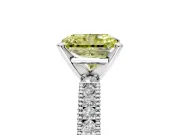 Solitaire Engagement Ring Setting for Fancy Yellow Radiant Cut Center with Milgrain-Edged Pave Band and Prong Head in Platinum