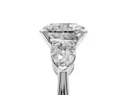 3 Stone Engagement Ring Setting for Radiant Cut Center with Large Pear-Shaped Accents and Prong Head in White Gold