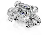 Solitaire Engagement Ring Setting for Asscher Cut Center with Twisted Band and Scroll Prong Head in Sterling Silver