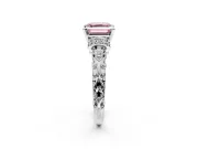 Solitaire Engagement Ring Setting for Fancy Pink Asscher Cut Center with Filigree Band and Prong Head in Platinum