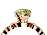 Solitaire Engagement Ring Setting for Fancy Yellow Heart-Shaped Center with Milgrain Bezel Accents and Prong Head in Rose Gold
