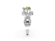 Halo Engagement Ring Setting for Fancy Yellow Heart-Shaped Center with Pave Infinity Twist Band and Prong Head in Platinum