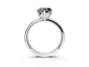 Solitaire Engagement Ring Setting for Fancy Green Heart-Shaped Center with Scrollwork Band and Prong Head in Platinum