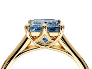 Solitaire Engagement Ring Setting for Fancy Blue Princess Cut Center with Cathedral Band and Prong Head in Yellow Gold