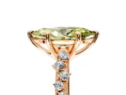 Solitaire Engagement Ring Setting for Fancy Yellow Marquise Center with Trailing Leaf Accent Band and Prong Head in Rose Gold
