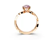 Solitaire Engagement Ring Setting for Fancy Pink Pear-Shaped Center with Pave and Plain Crossover Band and Prong Head in Rose Gold