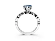 Solitaire Engagement Ring Setting for Fancy Blue Heart-Shaped Center with Milgrain Bezel Accents and Prong Head in Platinum