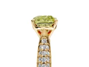 Solitaire Engagement Ring Setting for Fancy Yellow Cushion Cut Center with Multi-Row Accents and Prong Head in Yellow Gold
