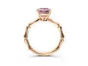 Solitaire Engagement Ring Setting for Fancy Pink Princess Cut Center with Bamboo Band and Prong Head in Rose Gold