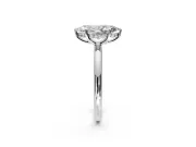 Hidden Halo Engagement Ring Setting for Marquise Center with Thin Rounded Band and Prong Head in Sterling Silver