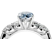 5 Stone Engagement Ring Setting for Fancy Blue Marquise Center with Graduated Accents and Prong Head in Sterling Silver