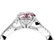 Solitaire Engagement Ring Setting for Fancy Pink Oval Center with Twisted Pave Split Shank and Prong Head in Sterling Silver