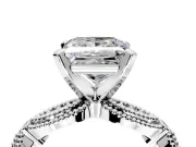 Solitaire Engagement Ring Setting for Princess Cut Center with Marquise Panel Band and Prong Head in Sterling Silver