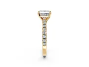 Solitaire Engagement Ring Setting for Princess Cut Center with Single Row Accent Band and Prong Head in Yellow Gold