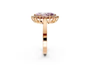 Starburst Halo Engagement Ring Setting for Fancy Pink Marquise Center with Flat Cathedral Band and Prong Head in Rose Gold