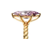 Solitaire Engagement Ring Setting for Fancy Pink Marquise Center with Plain Twisted Rope Band and Prong Head in Yellow Gold