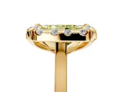 Single Halo Engagement Ring Setting for Fancy Yellow Radiant Cut Center with Corner Claws, Plain Band and Prong Head in Yellow Gold
