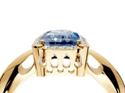 Halo Engagement Ring Setting for Fancy Blue Radiant Cut Center with Tapered Plain Band and Prong Head in Yellow Gold