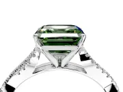 Solitaire Engagement Ring Setting for Fancy Green Asscher Cut Center with Twisted Pave Split Shank and Prong Head in Platinum