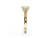 5 Stone Engagement Ring Setting for Fancy Yellow Emerald Cut Center with Equal Close-Set Accents and Prong Head in Yellow Gold