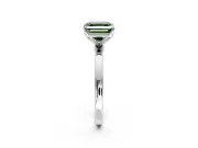 Solitaire Engagement Ring Setting for Fancy Green Asscher Cut Center with Thin Rounded Plain Band and Prong Head in White Gold
