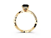 Side Accent Engagement Ring Setting for Fancy Black Cushion Cut Center with Accent Shoulders and Prong Head in Yellow Gold