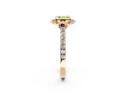 Floral Engagement Ring Setting for Fancy Yellow Asscher Cut Center with Pave Band and Floral Prong Head in Rose Gold