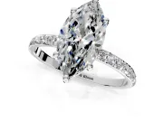 Solitaire Engagement Ring Setting for Marquise Center with Pave Accents and Prong Head in White Gold