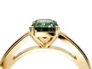 Solitaire Engagement Ring Setting for Fancy Green Emerald Cut Center with Flat-Sided Plain Band and Prong Head in Yellow Gold