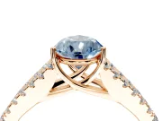 Solitaire Engagement Ring Setting for Fancy Blue Pear-Shaped Center with Pave Split Shank and Prong Head in Rose Gold
