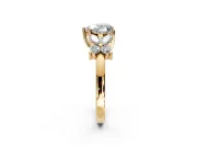 Floral Engagement Ring Setting for Heart-Shaped Center with Marquise Cluster Shoulders and Prong Head in Yellow Gold