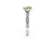 Solitaire Engagement Ring Setting for Fancy Yellow Oval Center with Milgrain Bezel Accents and Prong Head in Sterling Silver