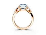 Floral Engagement Ring Setting for Fancy Blue Princess Cut Center with Marquise Cluster Shoulders and Prong Head in Rose Gold