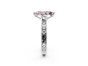 Solitaire Engagement Ring Setting for Fancy Pink Marquise Center with XO Engraved Band and Prong Head in Platinum