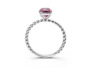 Solitaire Engagement Ring Setting for Fancy Pink Radiant Cut Center with Plain Twisted Rope Band and Prong Head in Platinum