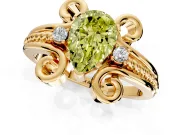 Solitaire Engagement Ring Setting for Fancy Yellow Pear-Shaped Center with Twisted Band and Scroll Prong Head in Yellow Gold