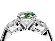3 Stone Engagement Ring Setting for Fancy Green Oval Center with Large Pear-Shaped Accents and Prong Head in Platinum