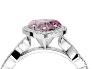 Halo Engagement Ring Setting for Fancy Pink Heart-Shaped Center with Pave and Plain Twist Band and Prong Head in Sterling Silver