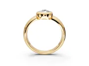 Solitaire Engagement Ring Setting for Pear-Shaped Center with Wide Band and Bezel Head in Yellow Gold