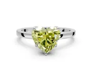 Solitaire Engagement Ring Setting for Fancy Yellow Heart-Shaped Center with Thin Rounded Plain Band and Prong Head in Sterling Silver