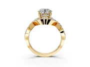 Halo Engagement Ring Setting for Round Cut Center with Pave Infinity Twist Band and Prong Head in Yellow Gold